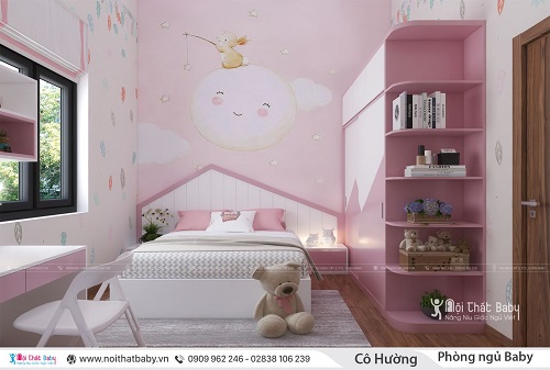 Những mẫu giường ngủ trẻ em màu hồng dễ thương